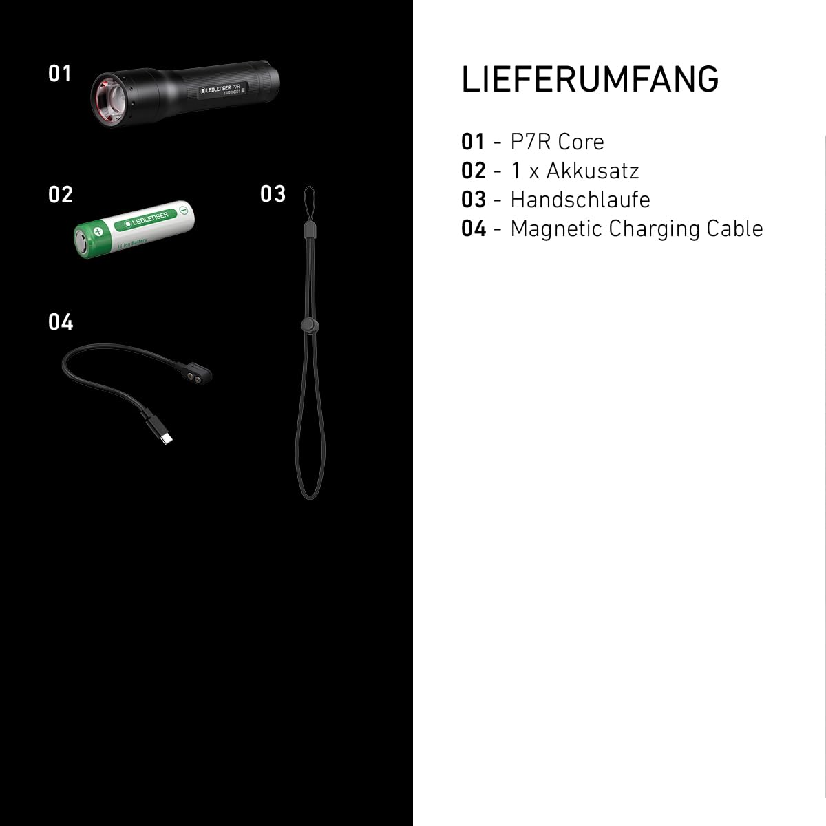 Ledlenser P7R Core Akku-LED-Taschenlampe, 1400 lm, 300m Leuchtweite, IP68 | fokussierbar, 202g, bis zu 90h Leuchtdauer, SOS/Stroboskop, Wiederaufladbar, Ideal für Wandern, Camping, wasserdicht | 2020