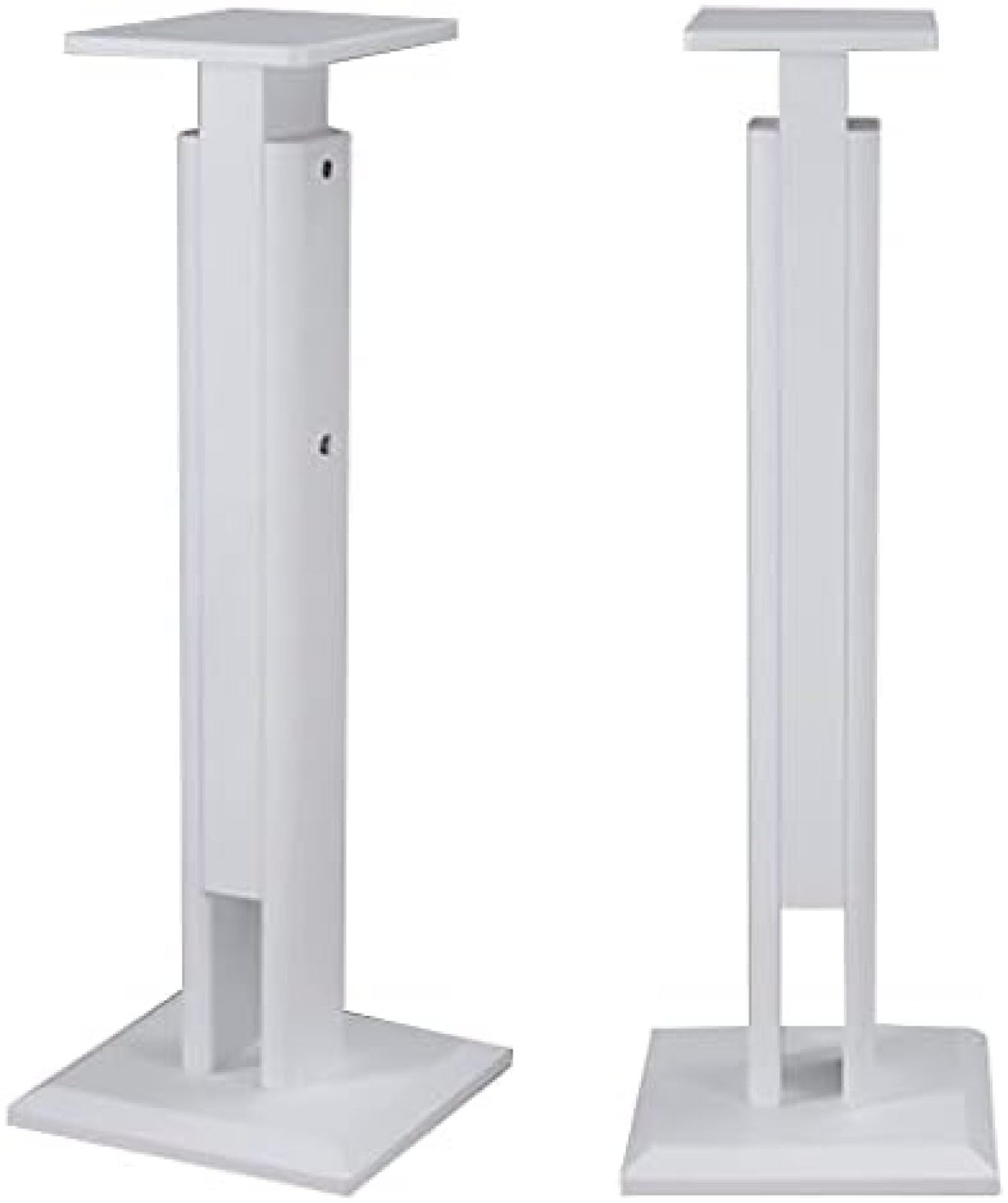Soporte para Altavoz Soporte para Sonido Envolvente Estante de Piso Estantería de Madera Maciza Ajustable hacia Arriba y hacia Abajo, Blanco, 85~120 cm