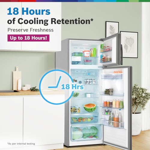 Image of Bosch Max Convert 368L, 3-Star, Inverter Frost Free Double Door Refrigerator With Water Dispenser (CTC39S03DI, 6-in-1 Convertible, VitaFresh Technology, 2 Cooling System, Shiny Silver)