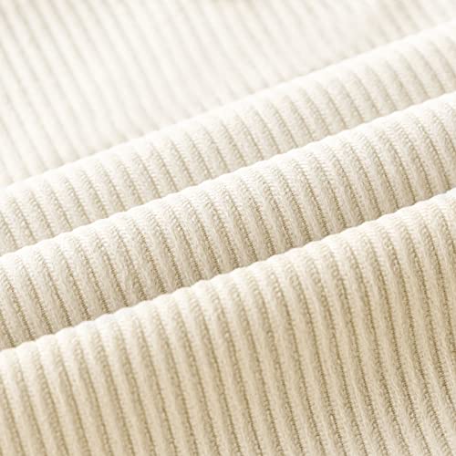 Phantoscope Pack Of 2 Corduroy Pillow Covers Decorative Striped Velvet Throw Pillows With Cotton Tassels Soft Cushion Covers Pillowcases, Off White 18 X 18 Inches #TOP1