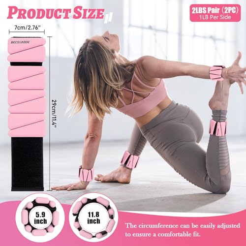 Image of BECOJADDE Ankle Weights Set of 2 (1 lb /2 lb /3 lb Each) Adjustable Wrist Weights for Women Men Wearable Arm Leg Weight for Pilates, Running, Walking, Workout, Yoga