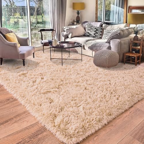 Camel Rugs for Bedroom, Soft Shaggy Modern Shag 4x6 Area Rug for Living Room, Upgrade Non-Slip Plush Fluffy Carpet for Kids Boys Girls Room Home Decor Aesthetic
