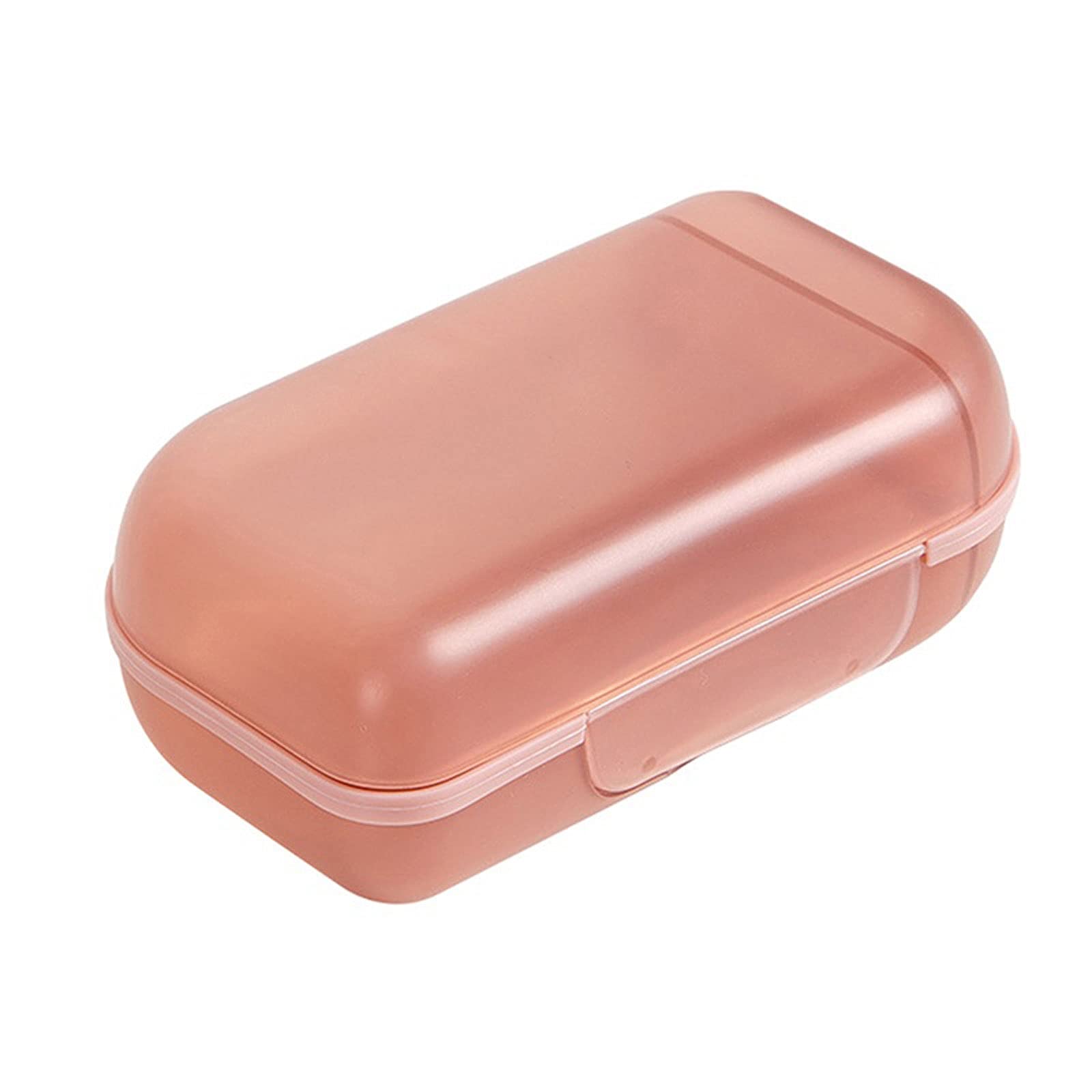 JINGYAN Soap Dishes Travel Soap Box With Lid Student Dormitory Bathhouse Sealed Portable Creative Multifunction Multicompartment Storage(Pink)