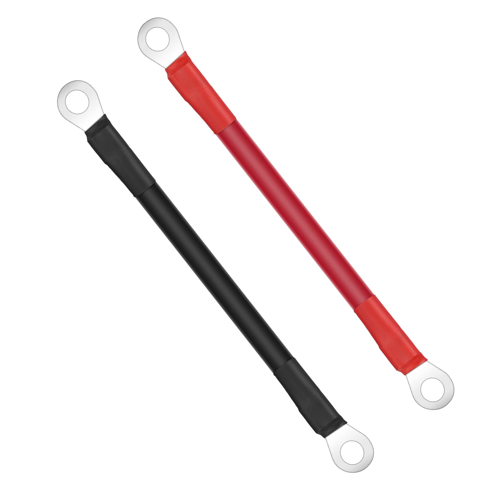 URAQT 15cm Car Battery Cable 2 Pcs, 16mm² 5AWG Battery Red and Black Inverter Cable, Battery Cables 12V Heavy Duty with Ring Terminals, Copper Wire Car Battery Jump Leads for Motorcycle RV & Trucks
