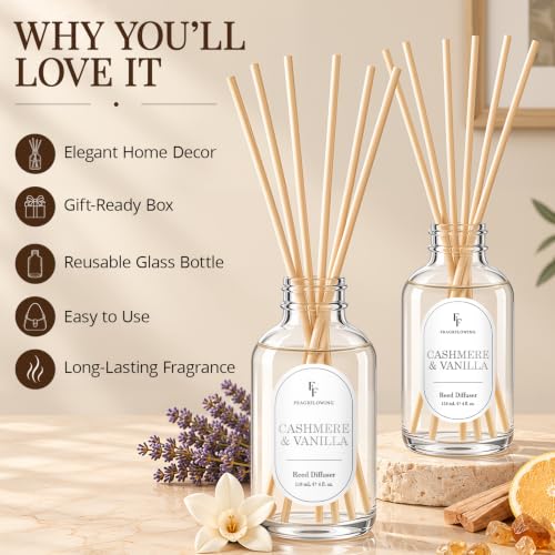 Cashmere & Vanilla Reed Diffuser for Home, 2 Pack 4 Fl Oz - Image 3
