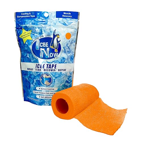 ICEE Tape Self-Adhering Compression Wrap Instant Cooling Sensation No Refrigeration Needed (Orange)