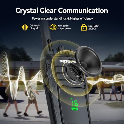 Image of Retevis RT21H 2 Way Radio Long Range, Walkie Talkies for Adults, Hidden Display, Heavy Duty Rechargeable Two Way Radios with Six-Way Charger, for Manufacturing Education Security(6 Pack)