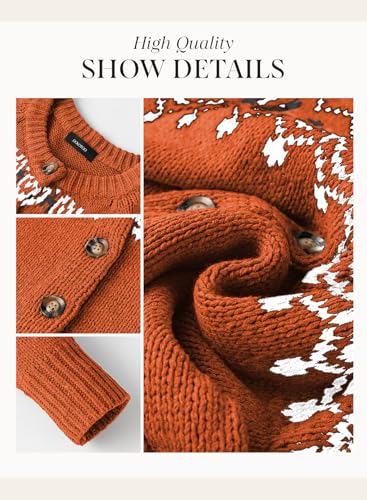 Image of Dokotoo Womens Cardigans Casual Long Sleeve Chunky Knit Fall Winter Button Down Fair Isle Cardigan Sweaters