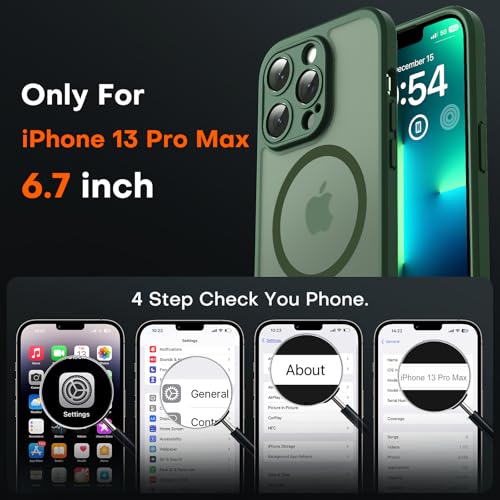 Image of TOCOL for iPhone 13 Pro Max Case, Compatible with Magsafe Charger, Full Camera Protection, Translucent Matte for iPhone 13 Pro Max iPhone Case 6.7 inch (Alpine Green)