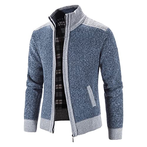 WFEI Men's Maglione Cappotto Moda Patchwork Cardigan Uomini Maglia Maglia Giacca Slim Fit Stand Collo Card Cardigan Cardigan Caldo