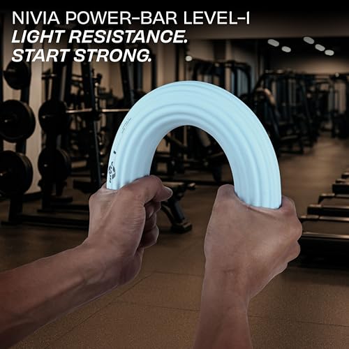 Image of NIVIA Power-Bar For Men and Women, Latex-Free Resistance Grip Trainer, Arm and Functional Strength Training (Level - 1, Light Blue)