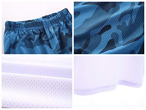 Toddler Boys Summer Clothing Sets 2 Pcs Sports Short Sleeve Camouflage Tops+Shorts Athletic Quick-Dry Navy 2-3 Years - Image 4