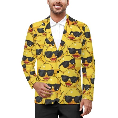 Yellow Duck with Glasses Men's Classic Fit Suit Two Button Novelty Printed Casual Stylish Blazer
