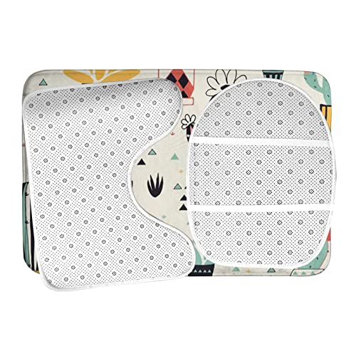 DIRYKILP Badematte + Konturmatte + Toilettendeckelbezug, niedlicher Kaktus 3 Stück Badematte Set, mit rutschfester Klebeunterseite – Bild 7