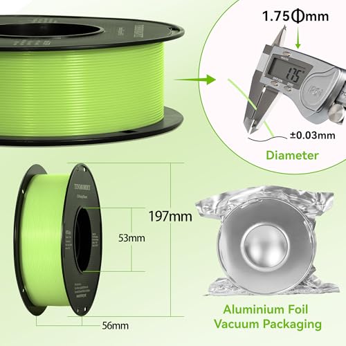 Image of TINMORRY Glow PETG Filament 1.75, Rapid PETG 3D Printer Filament, Compatible with Bambu FDM 3D Printer, 1 KG 1 Spool, Glow Yellow Green