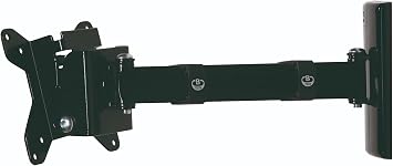 B-Tech BT7512/PB Flat Screen Fixed Wall Mount with Single Arm, Tilt and Swivel Adjustment, Suitable for Small Screens up to 15kg, Owls On Wall Levelling System VESA 100 Piano Black