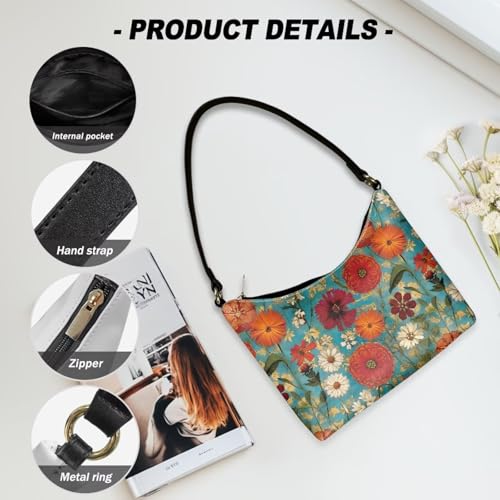 Image of Handbag for Women Leather Underam Shoulder Bag with Zipper Fashion Work Purse Waterproof Travel Wallet
