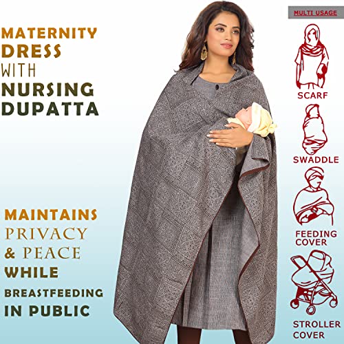 Image of CEE 18 Women's Cotton A-Line Calf Long Maternity Wear