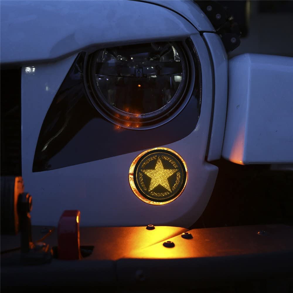 2pcs 12V DRL Feux de jour Clignotants compatible avec Jeep Wrangler J-KU J-K 2007-2018, IP67 Étanche Antichoc Antipoussière Lentille Fumée Star LED