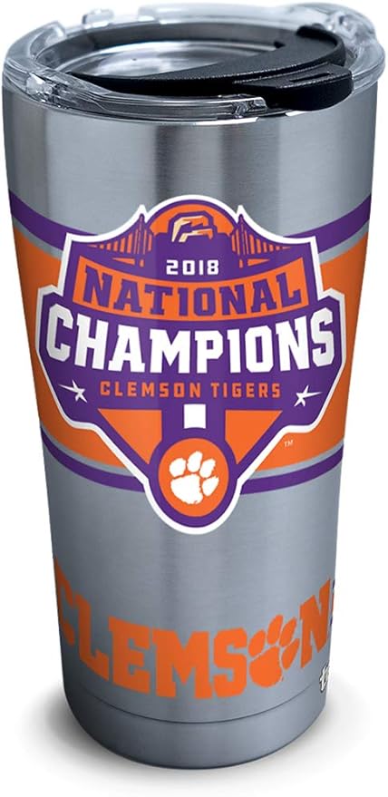 Amazon Com Tervis Ncaa Clemson Tigers 2018 National Champions Stainless Steel Tumbler With Lid 20 Oz Silver Sports Outdoors Clemson Tigers 2022 National Championship Tervis Cup