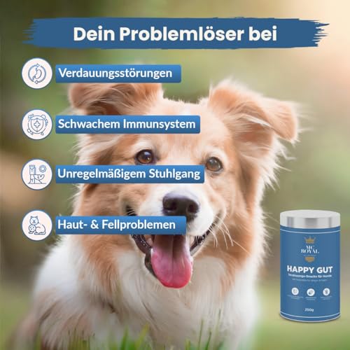 MC-Royal® Hundeleckerli für Hunde mit Probiotika, 250g [100% natürliche Inhaltsstoffe] für Darmsanierung, Verdauung, Entwurmung, Darmflora aufbauen, Kautabletten