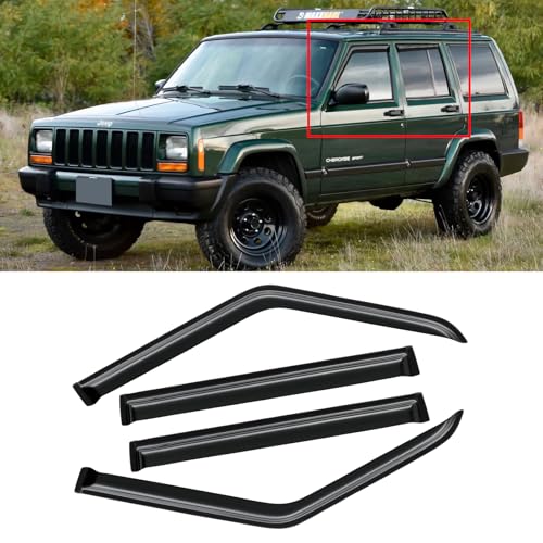 Window Visor for Jeep Cherokee 1984-2001 (Excludes Limited Model), Out-Channel Rain Guards Shields...