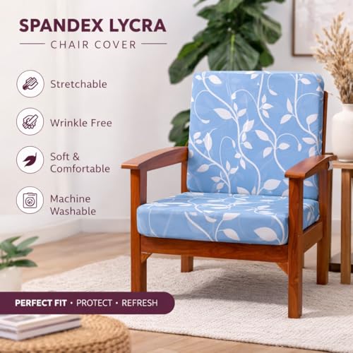 Image of STITCHNEST 'Contour Fit Series' Stretchable Printed Wooden Sofa Cover (Pack of 6) - Elastic Wooden Chair Cover | Wooden Sofa Seat Cover | Size - 20-21 x 20-21 x 3-5 in