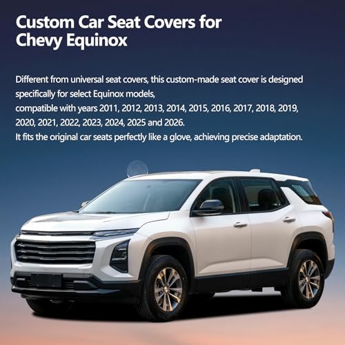 Image of Fit Equinox Car Seat Covers for Chevrolet /Chevy Equinox 2011-2025 2026 - Upgraded Premium Waterproof & Breathable Leather, Airbag Compatible, All-Weather Seat Cushion Protector (2 Front /Black)