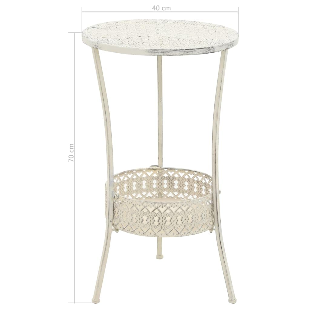 vidaXL Table de Bistro Style Vintage Ronde Métal Blanc Table de Bar Cuisine
