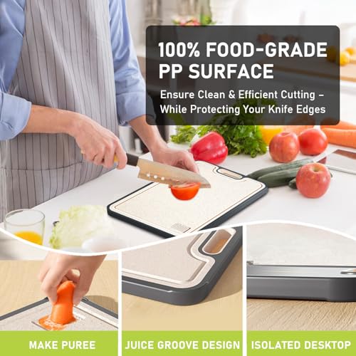 Tabla de Cortar Universal Mejorada FIRE HIVE de Doble Cara, Acero Inoxidable de Alta Dureza y Polipropileno Platycodon, con Ranura para Jugos, para Uso en Cocina y Hogar miniatura 4