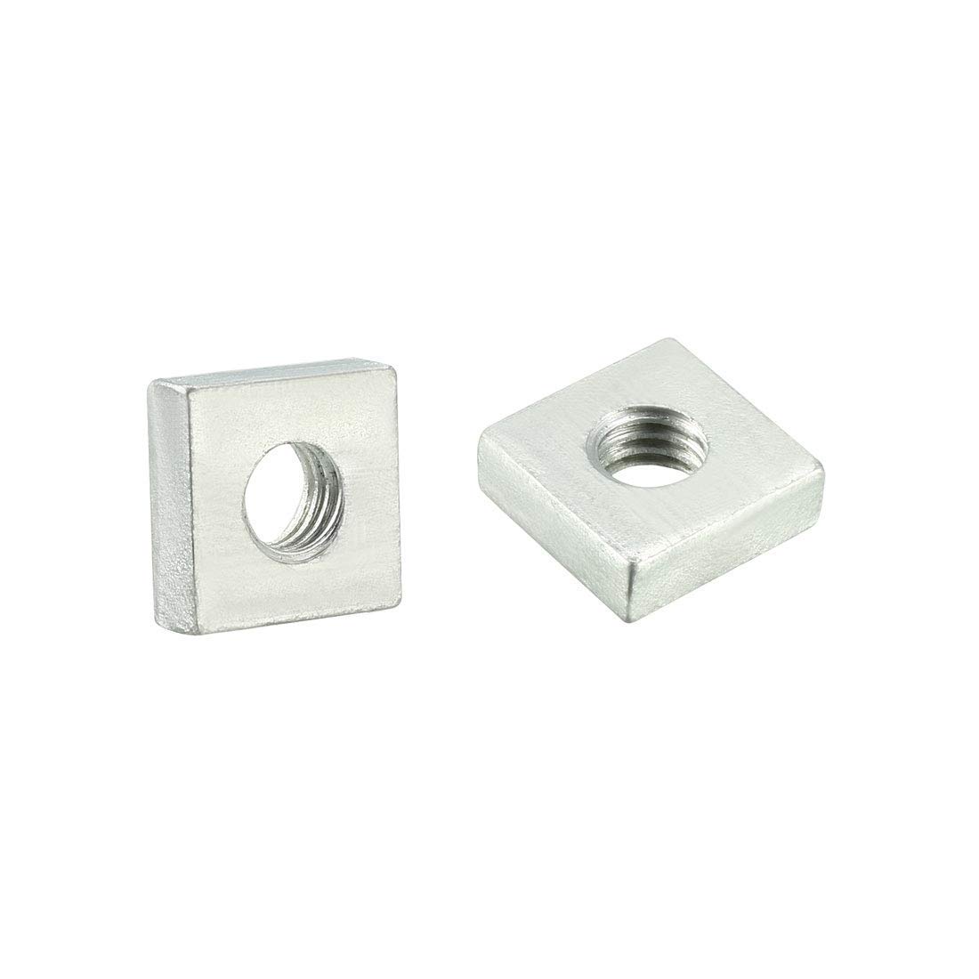 Square Nuts, M6 x 12 x 4 mm, kit assortimento di filettatura metrica a passo grossolano, zincato bianco, 50 pezzi