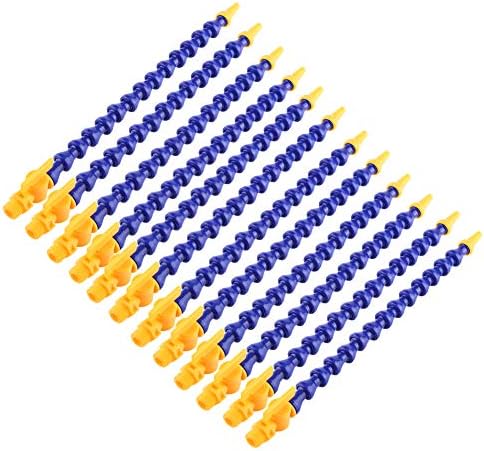 12pcs Flexible Coolant Pipe, Universal Spray Plastic Water Oil 1/4" PT Thread Hose Flat Round Nozzle for Lathe CNC with Valve