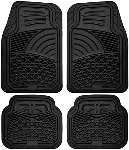 Motorup America Auto Floor Mats (4-Piece Set) All Season Rubber - Fits Select Vehicles Car Truck Van SUV, Shell Black