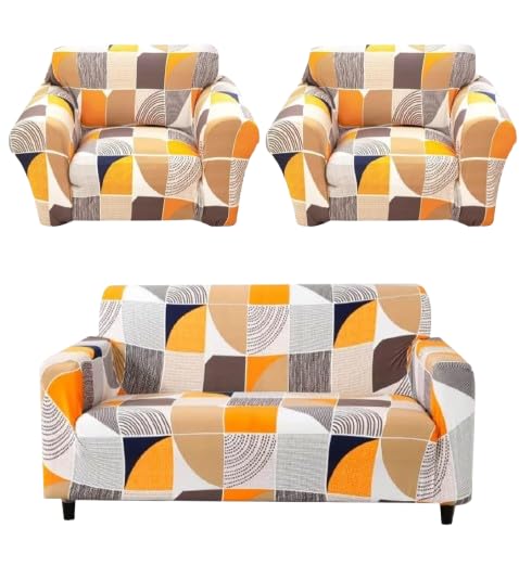 Image of HK Printed 5 Seater Sofa Cover Big Elasticity Cover Stretch Universal Sofa Slipcover 5 Seater (3 Seater Size 185-230cm and 1 Seater Size 90-145cm)