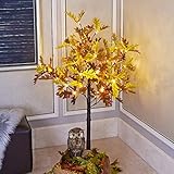 Lightshare 4FT Lighted Oak Tree 48 LED Warm White Artificial Greenery with Lights for...