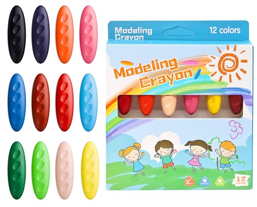 Crayons For Toddlers 1-3 - 12pc Toddler Crayons For Kids Ages 4-8 1-3 2-4 - Non Toxic Washable Toddler Coloring Art Supplies