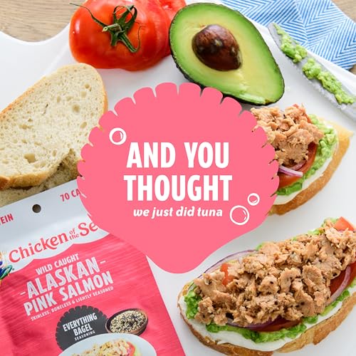 Image of Chicken of the Sea Alaskan Pink Salmon, 2.5 oz. Packets (Box of 12), Wild Caught Salmon, Everything Bagel Seasoning