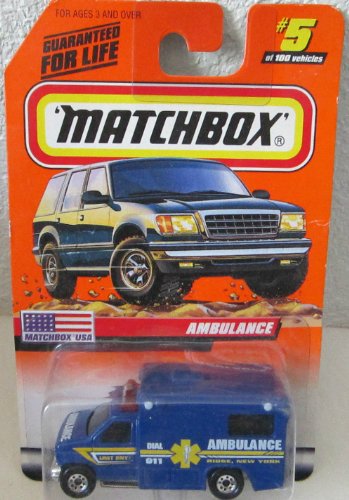 Ambulancia Matchbox 1999 USA Ridge New York azul número 5 para coleccionistas