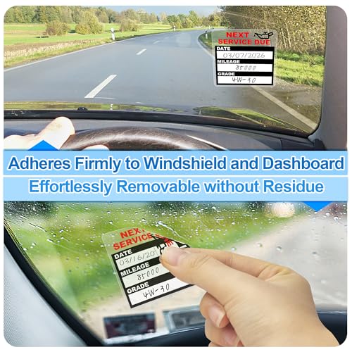 Image of for Oil Change Sticker Static Cling, Clear Stickers 120 Pcs 2 inchx 2 inch Next Service Due Sticker for Windshield, Easy to Peel with No Residue for Car Auto Vehicle Window (Red11)