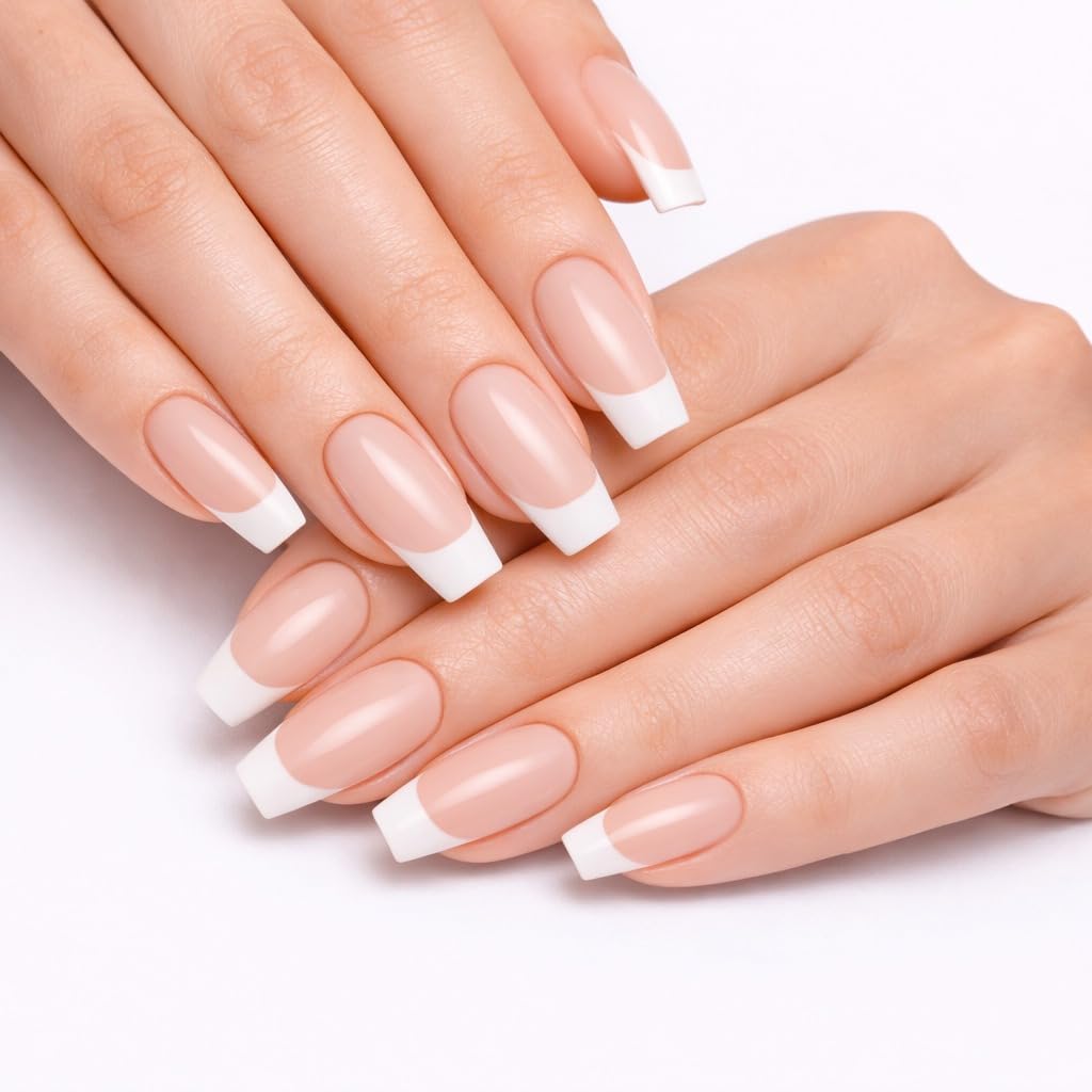 Sanfe Instant Stick On Nails - French Tips | 24 Reusable Artificial Fake Nail Set/Extensions | Quick, Lightweight, Salon Look, Lasts upto 3 weeks | For Festivals & Special Occasions-image-6