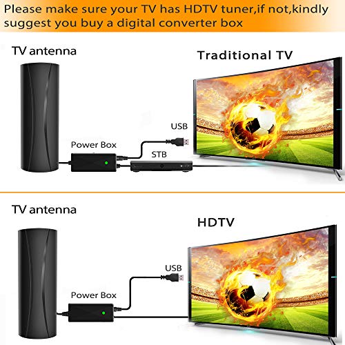 Amplified Indoor HD Digital Antenna,280 Miles Range Outdoor Antenna for Smart TV-36ft Detachable Cable Support 4K 1080p and All TV\'s-Amplifier Signal Booster for Local Channels