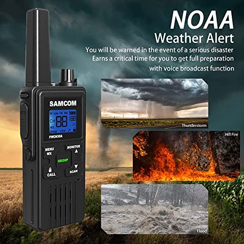 4 Long Range Walkie Talkies Rechargeable For Adults - Noaa 2 Way Radios Walkie Talkies- Frs Two Way Radios With Earpiece Group Call Flashlight Vox Scan Noaa Weather Alert And Usb Charger Battery #TOP2