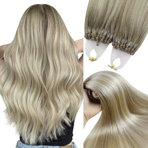 YoungSee Micro Loop Hair Extensions Human Hair Ombre Blonde 24 Inch
