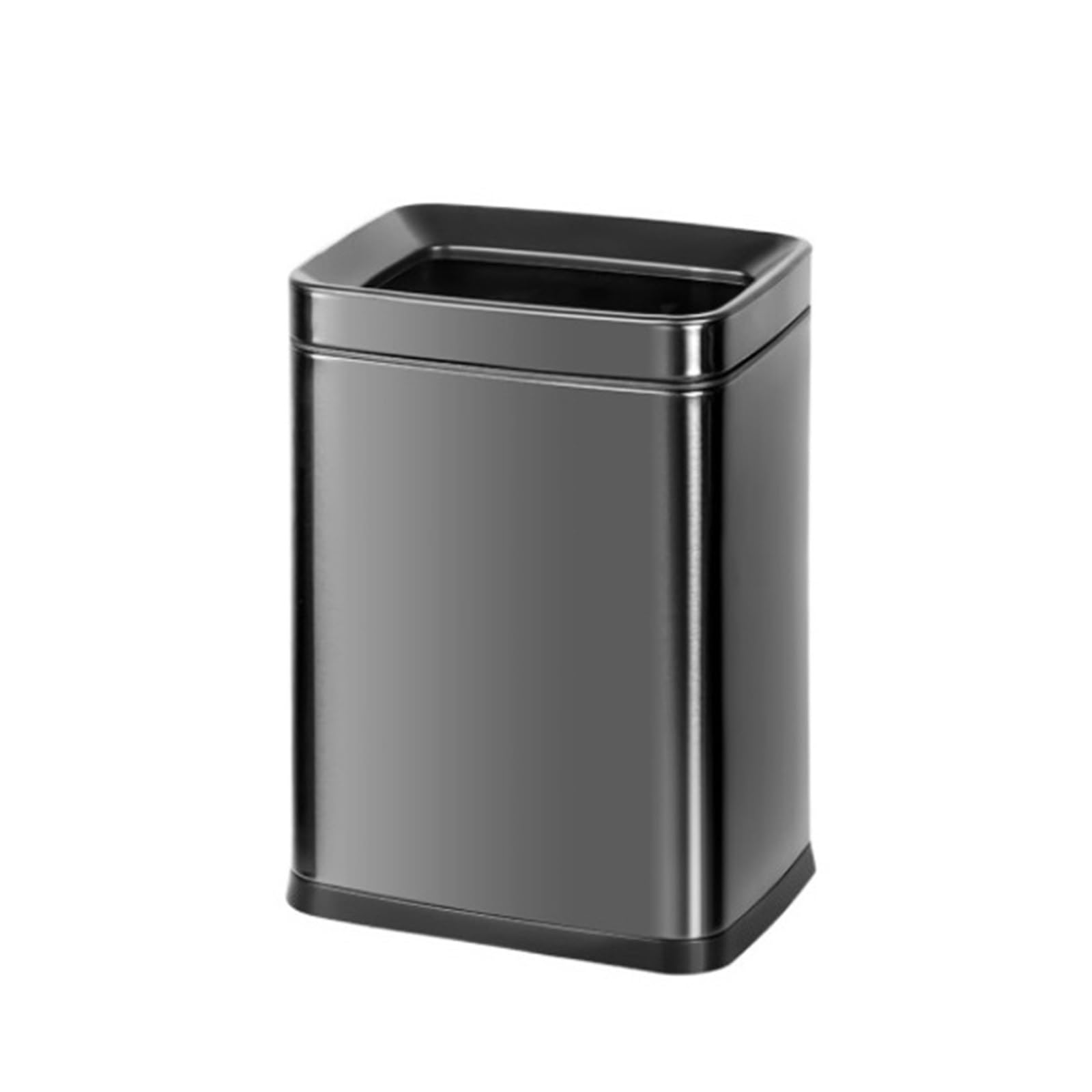 Z4T8M2K6G5 Waste Bin Stainless Steel Open Top Trash Can Waste Bin with Removable Inner Basket for Bathrooms Trash Can(Black)