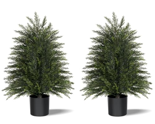 Image of 2 ft Artificial Topiary Cedar Trees Set of 2 for Outdoor