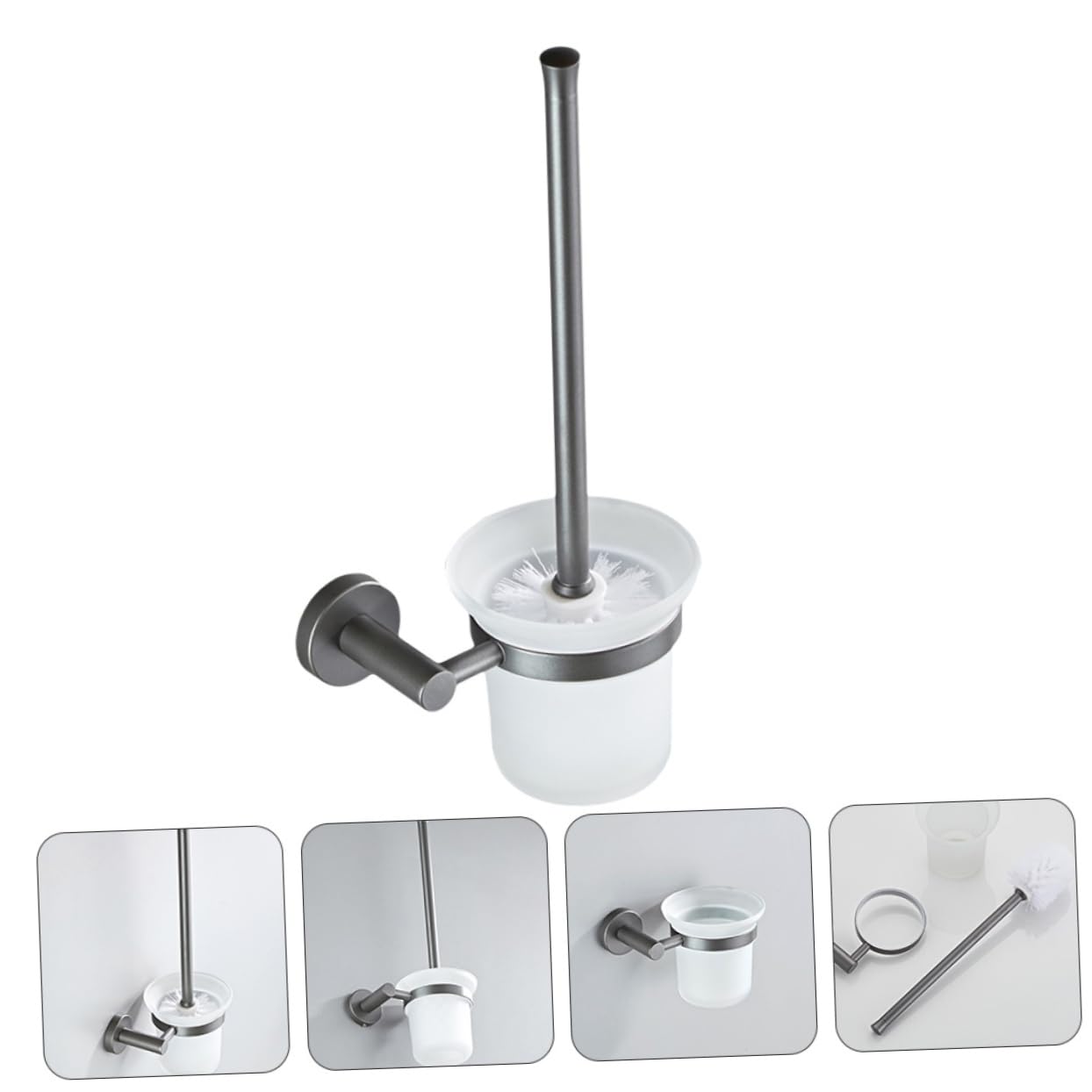 FOMIYES Escobilla de Baño Limpieza Profunda para Inodoro con Base Redonda de Vidrio, Diseño Simple y Elegante, Soporte de Pared sin Desprender Cerdas