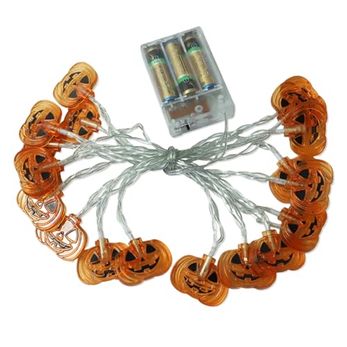 ZHUMCCY Decoraciones De Halloween Luces De Cadena De Calabaza - Guirnalda Iluminación Decoración Exterior,Decoración Exterior Alimentada por Batería para Interior Pared Jardín Valla Patio Árbol