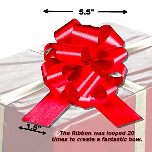 Instabows 5" Red Ribbon Pull Bows For Gift Wrapping Large Christmas Or Birthday Present 5 Pack Of Pull Bow Nice For Easter Or Gift Basket Perfect As A Big Gift Bow #TOP1