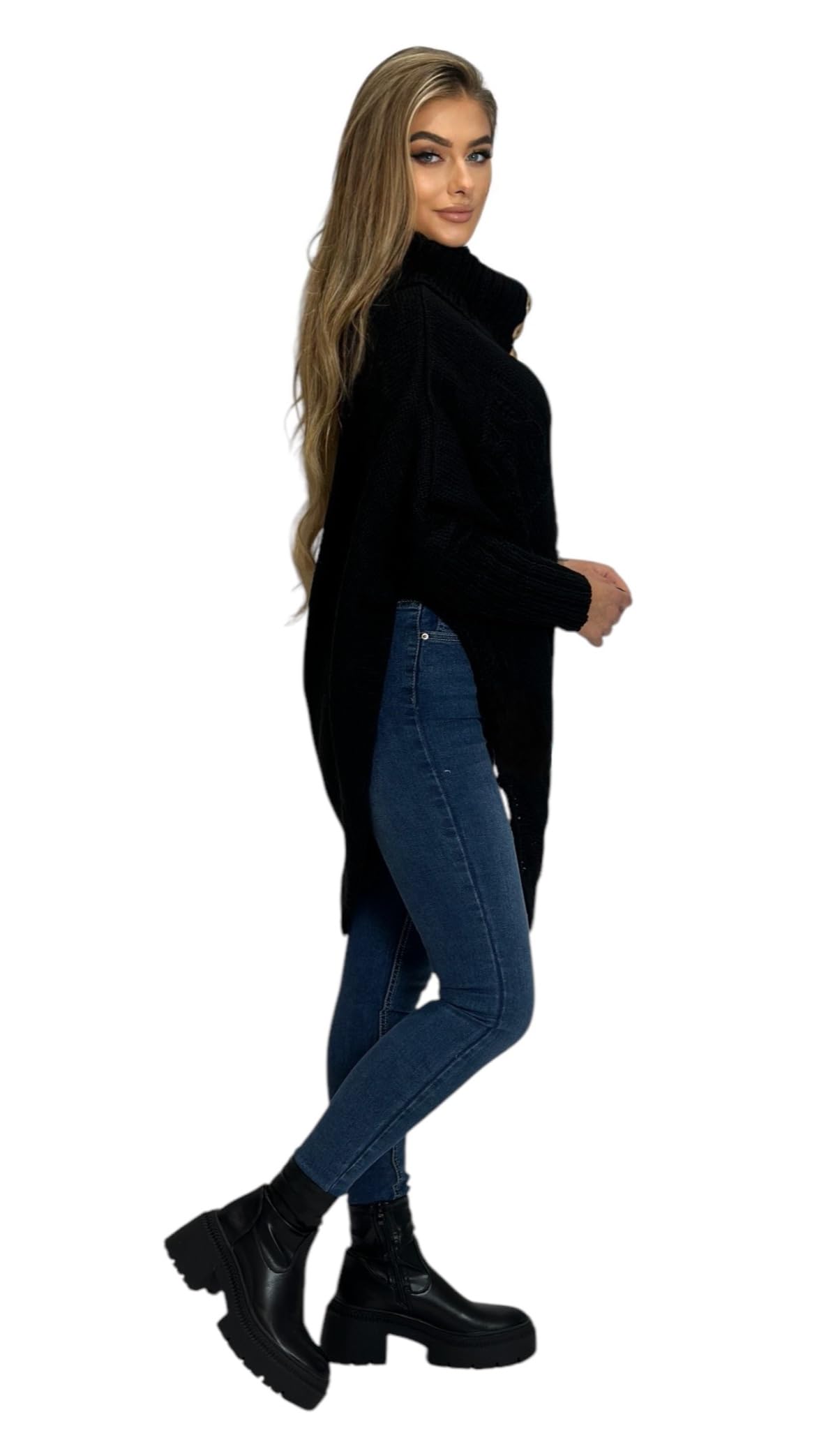 Mississhop Poncho Strick Sweatshirt Pullover Umhang Überwurf