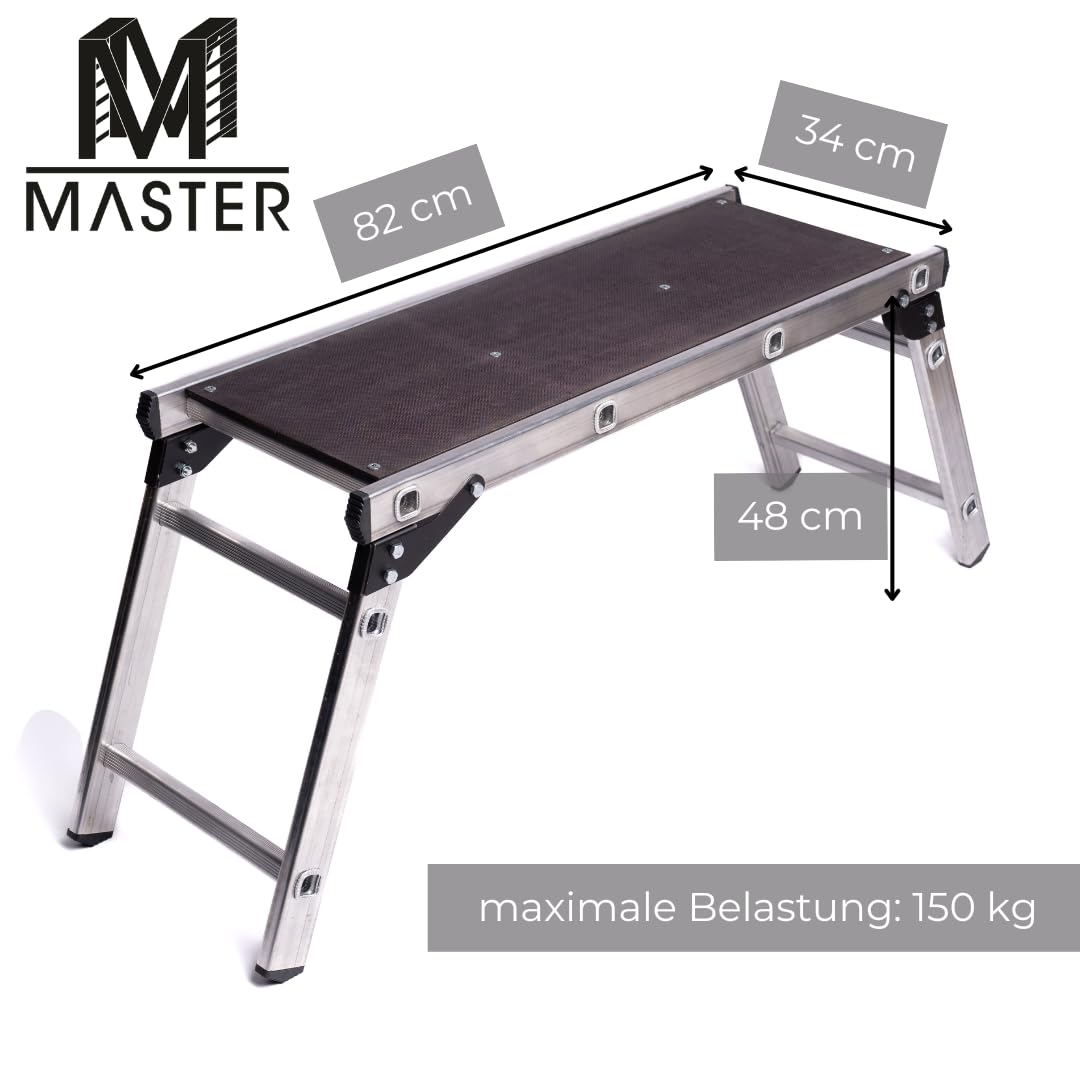 Plataforma de trabajo de aluminio, hasta 150 kg, banco de trabajo plegable, de aluminio